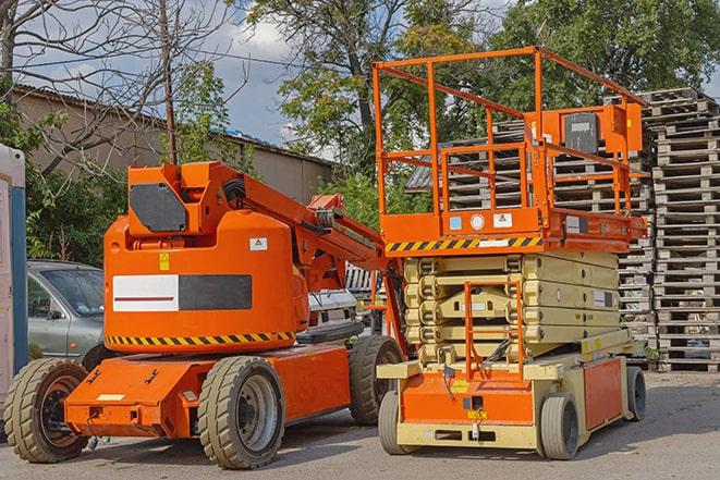 warehouse worker operating forklift for inventory management in Atlanta, IN